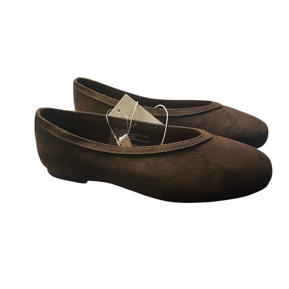 Brown Suede Ballet Flat Round Toe Classic Slip On Comfort Shoes A New Day Sammie